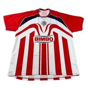 Y2k Chivas Guadalajara Bimbo Mexico Football Soccer Jersey XL Shirt Red White